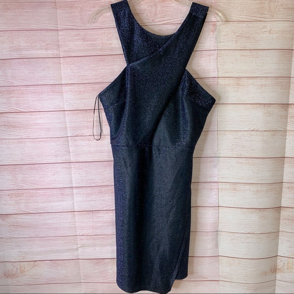 TopShop Metallic Navy Cocktail Dress Size10
